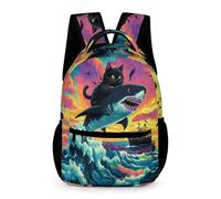 WECECE Mochila Escolar Divertido Gatito Estampado Escolares 12 Años Mochila Animal Gato Motivo 1º ESO Niños Bolsa Escolar Práctica 43x32x15 cm Secundaria Salida