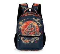 WECECE Mochila Escolar Dragón Chino Estilo Chicas 10-13 Años Mochila de Dragón Curso 5-6 y 1º-2º ESO Chicos Daypack Grande 43x32x15 cm para Secundaria Regalo Colegio