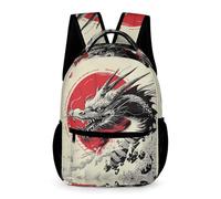 WECECE Mochila Escolar Dragón Diseño Niños Niñas 7-11 Años Mochila Chino Estilo Curso 2-6 Escolares Bolsa Escolar Uso Diario 43x32x15 cm Primaria Regalo de Cumpleaños