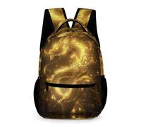 WECECE Mochila Escolar Dragón Estampado Niños Niñas 7-11 Años Bolsa de Escuela Chino Estilo Curso 2-6 Escolares Backpack Uso Diario 43x32x15 cm para Vuelta al Cole