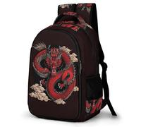 WECECE Mochila Escolar Dragón Rojo Niños - Mochila Primaria y ESO para Chicas 7-13 Años, Mochilas Escolares Animal Motif Ligero para Colegio