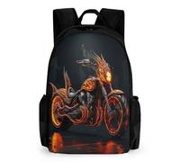 WECECE Mochila Escolar En llamas Moto Para Niños, Mochilas De Cool Moto Viaje Informal Para Niños Y Niñas, Mochila De Gran Capacidad School