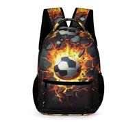 WECECE Mochila Escolar Estampado de Fútbol 3D Niños Niñas 8-11 Años Bolsa Escolar Fútbol 4-6 Curso Bolsa de Escuela Bolsillo Frontal Práctico Libros Botella Paraguas Paseo Viaje Colegio