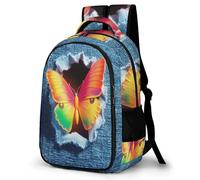 WECECE Mochila Escolar Estampado de Mariposa Chicos 10-15 Años Mochila Colegio 3D Mariposa Chico Estudiantes Bookbag Ligera Resistente Impermeable Senderismo Viaje Regalo Diario
