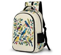WECECE Mochila Escolar Estampado de Pájaros Niño Adolescente Ligera, Mochila con Hoja de Planta para 7 A 11 Años, Mochilas Escolares para Viagem & Senderismo