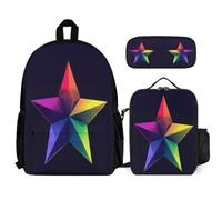WECECE Mochila Escolar Estampado de Pentagrama Chica Primaria 3 Piezas con Lonchera y Estuche, Mochila Colegio Colorido Niño 6-12 Años, Regalo de Regreso a Clases