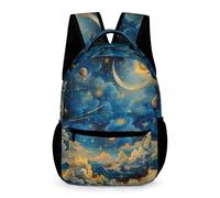 WECECE Mochila Escolar Estrellado Cielo Escolares 12 Años Mochila de Estrellas y Nubes 1º ESO Niños Daypack Práctica 43x32x15 cm para Secundaria Vuelta al Cole