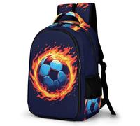 WECECE Mochila Escolar Fire Fútbol Pattern para Niños Ligera Mochilas De Fútbol Escuela Secundaria con Gran Capacidad, Elegante Mochila Escolar Juvenil para Viajes, Bolsa De Escuela Informa