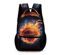 WECECE Mochila Escolar Fuego Baloncesto Diseño Niño Niña 12 Años Bolsa de Escuela Baloncesto 1º ESO Escolares Backpack Moderna 43x32x15 cm para Regalo Colegio