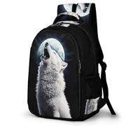 WECECE Mochila Escolar Full-Moon Wolves Adolescente para Chicos Chicas, Mochila Casual 5º a 9º Grado con Moon Lobo, School Bas para Escuela Outdoor Viaje