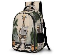 WECECE Mochila Escolar Funny Giraffe Niño Adolescente Ligera, Mochila con Animal para 7 a 11 Años, Mochilas Escolares para Viagem & Senderismo