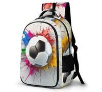 WECECE Mochila Escolar Fútbol 3D Print Niño Adolescente, Mochila Fútbol Colegio Grand Capacidad para Niña Juveniles Chico 8 a 14 Años