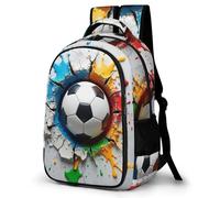 WECECE Mochila Escolar Fútbol Niño Niña, Mochila 3D Fútbol Pattern Colegio Grand Capacidad para Juveniles Chico 10 a 13 Años, Mochilas para Portátil