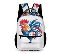 WECECE Mochila Escolar Gallo Para Niños Y Niñas Estampado 3D De Colores Gallina Francesa Moda, Mochilas De Nylon, Mochila De Día, Mochilas Casual Para Adolescentes