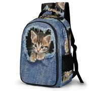 WECECE Mochila Escolar Gato 3D Motif Niño Adolescente, Mochila Kitten Colegio Grand Capacidad para Niña Juveniles Chico 8 a 14 Años