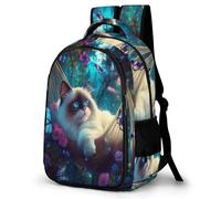 WECECE Mochila Escolar Gato Pattern Niños - Mochila Primaria y ESO para Chicas 7-13 Años, Mochilas Escolares Kawaii Kitten Ligero para Colegio