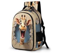 WECECE Mochila Escolar Giraffe 3D Print Niños, Mochila Animal para Niño De 6 a 12 Años, Mochilas para 1º a 5º Grado De La Escuela