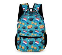 WECECE Mochila Escolar Graduación Chicos 1 Curso Mochila de Países Bajos Bandera Chicas 6-12 Años Backpack Ligera con Bolsillos Laterales Cuadernos Botella Paraguas Paseo Viaje Colegio