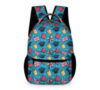 WECECE Mochila Escolar Graduación Curso 1-4 Chicos Mochila Colegio Reino Unido Bandera 2-5 Curso Chicas 10 Años Bolsa Escolar Ligera Resistente Libros Objetos Pequeños Regalo Cumpleaños