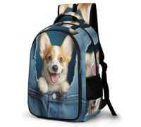 WECECE Mochila Escolar Grande para Niño 8-12 Años Kawaii Corgi Puppy Mochila Colegio Niña 3D Dog para Primaria y ESO Mochilas Escolares Casual Portátil