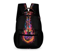 WECECE Mochila Escolar Guitarra Estampado Escolares 12 Años Mochila Cantante Música Aficionado 1º ESO Niños Bolsa Escolar Práctica 43x32x15 cm Secundaria Salida