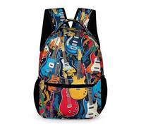 WECECE Mochila Escolar Guitarras Música Aficionado Niño Niña 13 Años Bolsa Escolar Halloween Tema 2º ESO Escolares Mochila Moderna 43x32x15 cm para Excursión