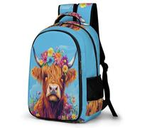 WECECE Mochila Escolar Highland Gatotle Adolescente para Chicos Chicas, Mochila Casual 5º a 9º Grado con Animal Cow, School Bas para Escuela Outdoor Viaje