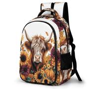 WECECE Mochila Escolar Highland Gatotle para Niños Ligera Mochilas De Animal Cow Escuela Secundaria con Gran Capacidad Elegante Mochila Escolar Juvenil para Viajes Bolsa De Escuela Informal