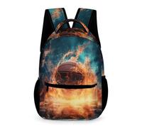 WECECE Mochila Escolar Infantil 8 Años Mochila Baloncesto de Hielo y Fuego Escolar De Para Niños Y Chicas Primaria, Baloncesto Bolsas De Hombro Livianas Para Portátil School Back Pack