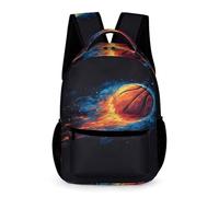 WECECE Mochila Escolar Infantil 8 Años Mochila Baloncesto en Llamas Escolar De Para Niños Y Chicas Primaria, Baloncesto Bolsas De Hombro Livianas Para Portátil School Back Pack