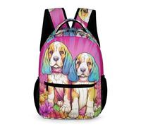 WECECE Mochila Escolar Infantil Perro Sabueso Baquito Bolsa De Hombro Impresa, Estudiante Lindo Ligero Mochila Escolar Cachorro Animal Deportes Picnic Viajes Regalo