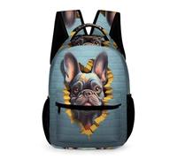 WECECE Mochila Escolar Infantil ToroPerro Francés, Bolsos Con Perro Animal Para Niña Niño De Primaria, Mochila Primaria Ligera Y Adorable, Backpack De Viaje Casual Para Chicas