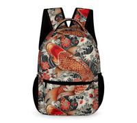 WECECE Mochila Escolar Japonés Koi Pez Niños Niñas 9-13 Años Mochila Carpa Koi Curso 4-6 y 1º-2º ESO Escolares Bolsa Escolar Uso Diario 43x32x15 cm Secundaria Excursión