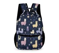 WECECE Mochila Escolar Kawaii Alpacas Niños Niñas 8-12 Años Bolsa de Escuela Animal Llama Curso 3-6 y 1º ESO Escolares Backpack Uso Diario 43x32x15 cm para Excursión