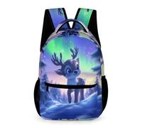 WECECE Mochila Escolar Kawaii Bebé Reno Motivo Escolares 12 Años Mochila Lindo Ciervo Estampado 1º ESO Niños Bolsa Escolar Práctica 43x32x15 cm Secundaria Salida