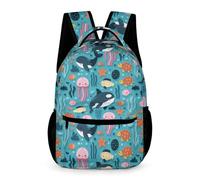 WECECE Mochila Escolar Kawaii Medusa Escolares Niños Niñas 10 Años Bolsa Escolar Vida Marina 6 Curso Curso 1-4 Daypack Libros Cuadernos Bolsillo Frontal Bolsillos Laterales Vuelta al Cole