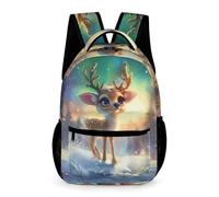 WECECE Mochila Escolar Lindo Reno Motivo Niño Niña 10 Años Mochila de Kawaii Ciervo Curso 5 Estudiantes Daypack Ligera 43x32x15 cm para Primaria Vuelta al Cole