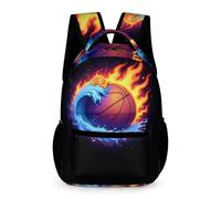 WECECE Mochila Escolar Llamas Baloncesto 4-6 Curso Niños Mochila Primaria Baloncesto Niñas 13 Años Backpack Ligera con Bolsillos Laterales Cuadernos Botella Paraguas Outdoor Tiempo Libre