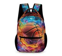 WECECE Mochila Escolar Llameante Baloncesto Niño Niña 10 Años Mochila de Baloncesto Curso 5 Estudiantes Daypack Ligera 43x32x15 cm para Primaria Vuelta al Cole