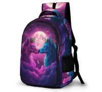 WECECE Mochila Escolar Lobos Luna Niño 7-10 Años Bolsa Escolar Luna Lobo Niña Primaria y Colegio Mochila Colegio para Estudiantes, School Bag Duradera y Práctica para Excursión Escolar