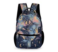 WECECE Mochila Escolar Luna Estrellas Chicas 9-13 Años Bolsa de Escuela Colorido Nubes Curso 4-6 y 1º-2º ESO Chicos Backpack Grande 43x32x15 cm para Vuelta al Cole