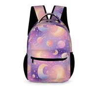 WECECE Mochila Escolar Luna y Estrellas Niña Niño 6-10 Años Mochila de Rosa Primaria Curso 1-5 Escolares Daypack Formato Grande 43x32x15 cm para Primaria Libros Cuadernos