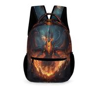 WECECE Mochila Escolar Malvado Dragón Patrón Estudiantes 6-9 Años Bolsa de Escuela Dragón Curso 1-4 Chicos Chicas Backpack Resistente 43x32x15 cm para Tiempo Libre