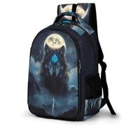 WECECE Mochila Escolar Moon Wolves Niño Adolescente Ligera, Mochila con Lobo para 7 a 11 Años, Mochilas Escolares para Viagem & Senderismo