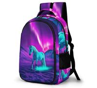 WECECE Mochila Escolar Motivo de Caballo Aurora Chica 9 Años Mochila de Patrón Animal Niños Escolares Daypack Grande Moderna Resistente Colegio Viaje Uso Diario Aventura Viaje