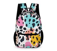 WECECE Mochila Escolar Motivo de Colorido Vaca 2-5 Curso Niña Mochila de Camuflaje Niño 6-10 Años Daypack Ligera con Bolsillos Laterales Cosas de Colegio Botella Regalo Cumpleaños
