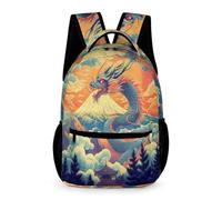 WECECE Mochila Escolar Motivo de Dragón Chicos 7-11 Años Mochila de Estilo Chino 5 Curso Chicas Colegio Primaria School Bag Correas Ajustables Libros Cuadernos Botella Regalo Cumpleaños