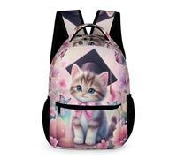 WECECE Mochila Escolar Motivo de Gatito Preescolar a Primaria 7 Años Mochila Gato Animal 1 Curso Niños y Niñas Escolares Daypack Correas Ajustables Libros Objetos Pequeños Vuelta al Cole