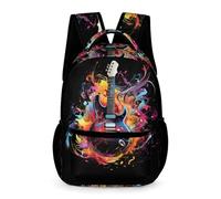 WECECE Mochila Escolar Música Aficionado Chicas 9-13 Años Bolsa Escolar Colorido Guitarra Curso 4-6 y 1º-2º ESO Chicos Mochila Grande 43x32x15 cm para Salida