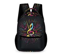 WECECE Mochila Escolar Música Aficionado Niño Niña 13 Años Bolsa Escolar Símbolos Musicales Diseño 2º ESO Escolares Mochila Moderna 43x32x15 cm para Excursión